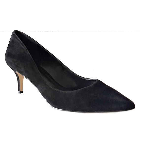 White House Black Market Suede Leather Kitten Heel Low Pumps Classic Office - Picture 1 of 8